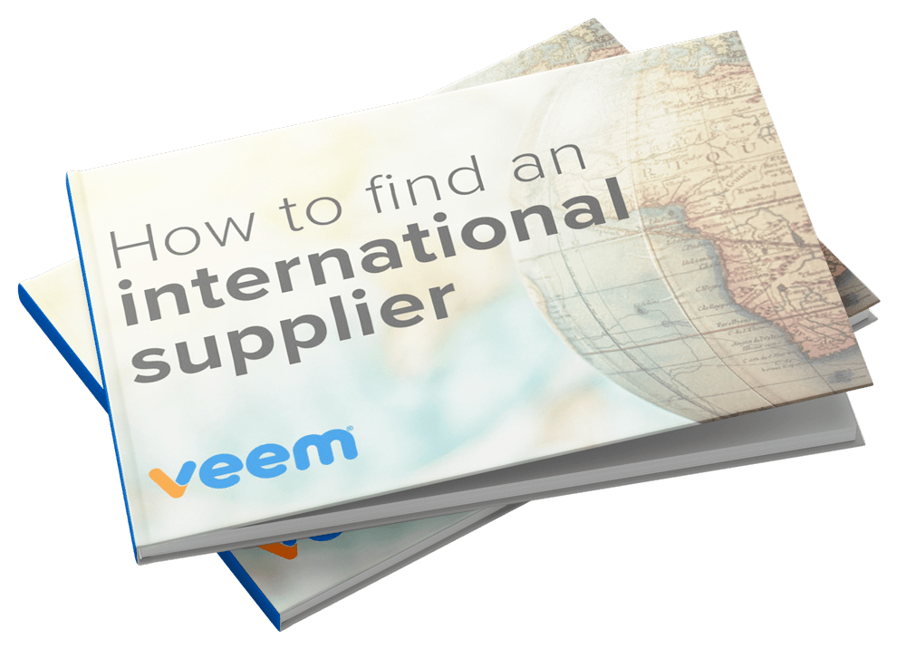 Book stack with the title How to find an international supplier
