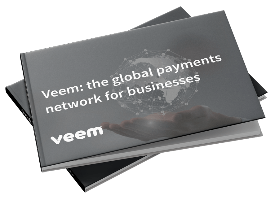 Book stack with the title Veem the global payments network for businesses