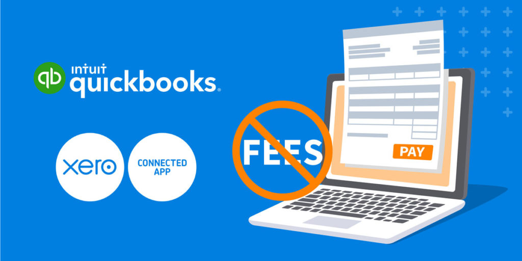 A cartoon laptop on a blue background with the word fees crossed out.